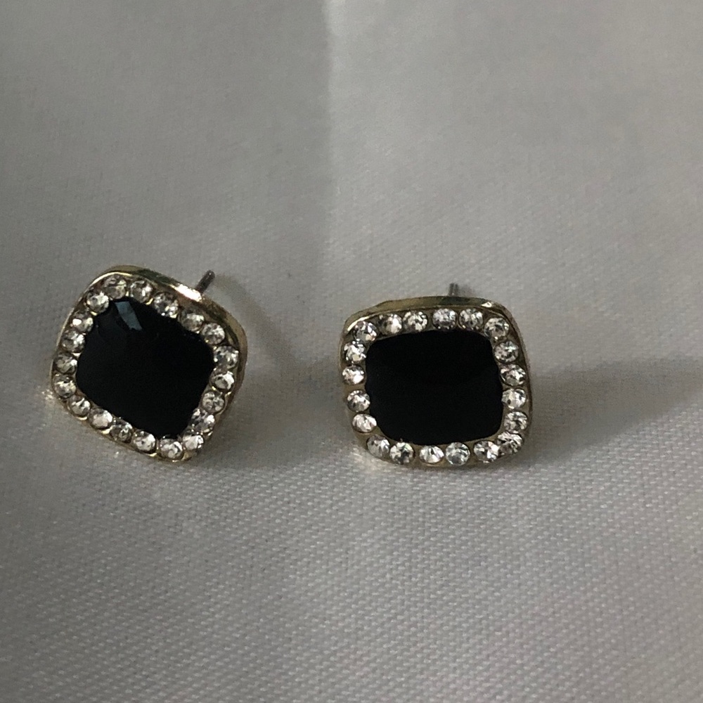 Black and Rhinestone Earrings